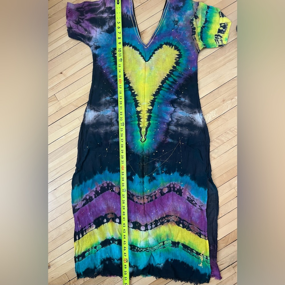 One-of-a-Kind Hand-Dyed Maxi Dress • Sayulita Mexico • Side Slits - Reversible - Picture 6 of 6